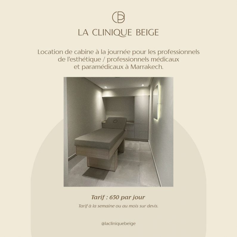 Location cabine journée - La clinique beige Marrakech